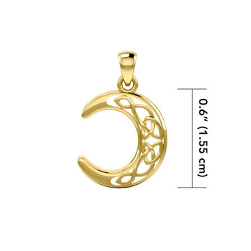Solid Gold Celtic Crescent Moon Pendant GPD3711 - Jewelry